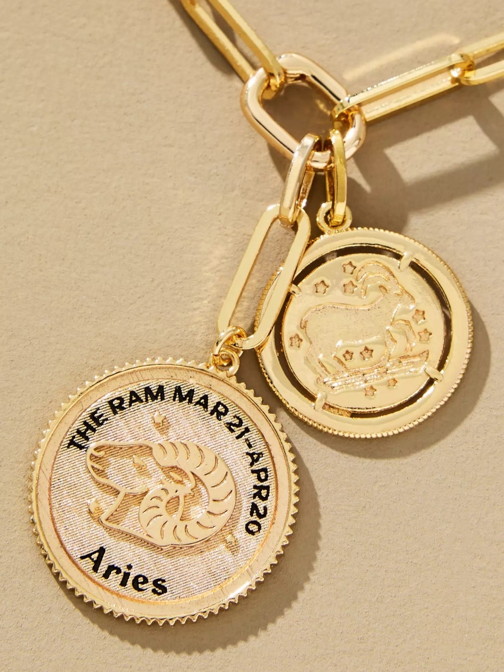 NWT Anthropologie Zodiac Coin Pendant Chain Necklace Aries - Picture 5 of 5